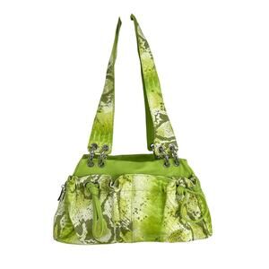 Gilda Tonelli Womens Shoulder Leather Bag Green Snake Y2K Wacky Artsy Unique